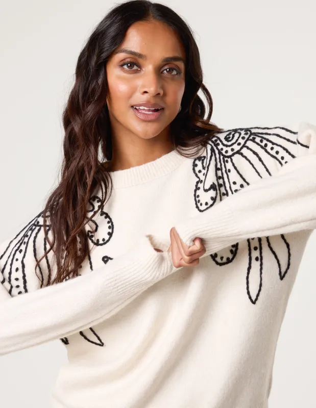 Embroidery Shoulder Detailing Jumper sold by Blue Vanilla