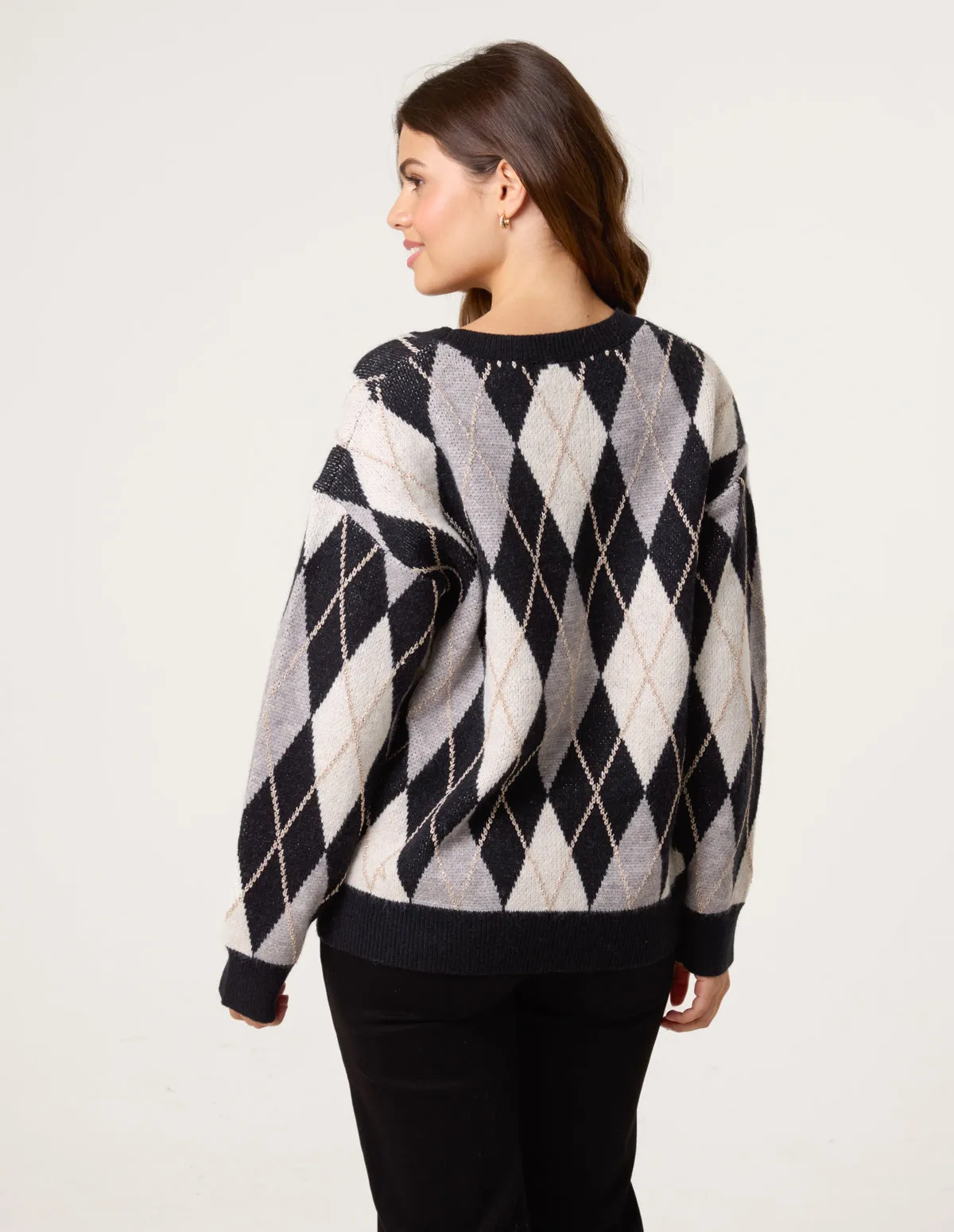 Argyle-Patterned Knit Jumper sold by Blue Vanilla product image thumbnail 4
