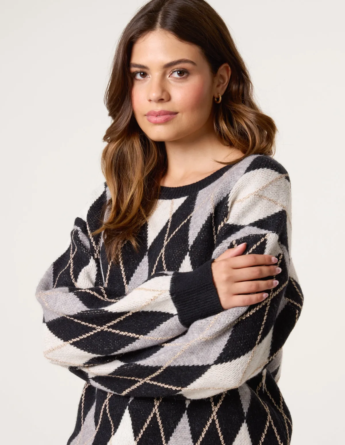 Argyle-Patterned Knit Jumper sold by Blue Vanilla product image thumbnail 2