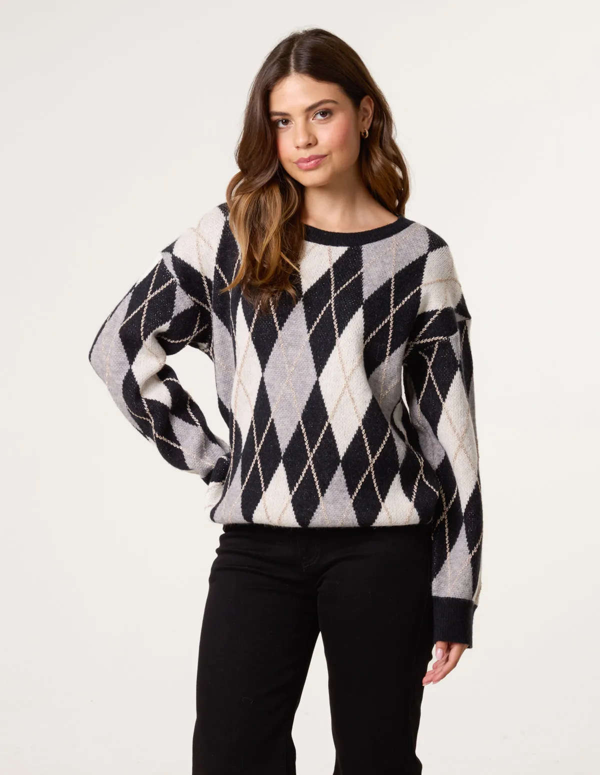 Argyle-Patterned Knit Jumper sold by Blue Vanilla
