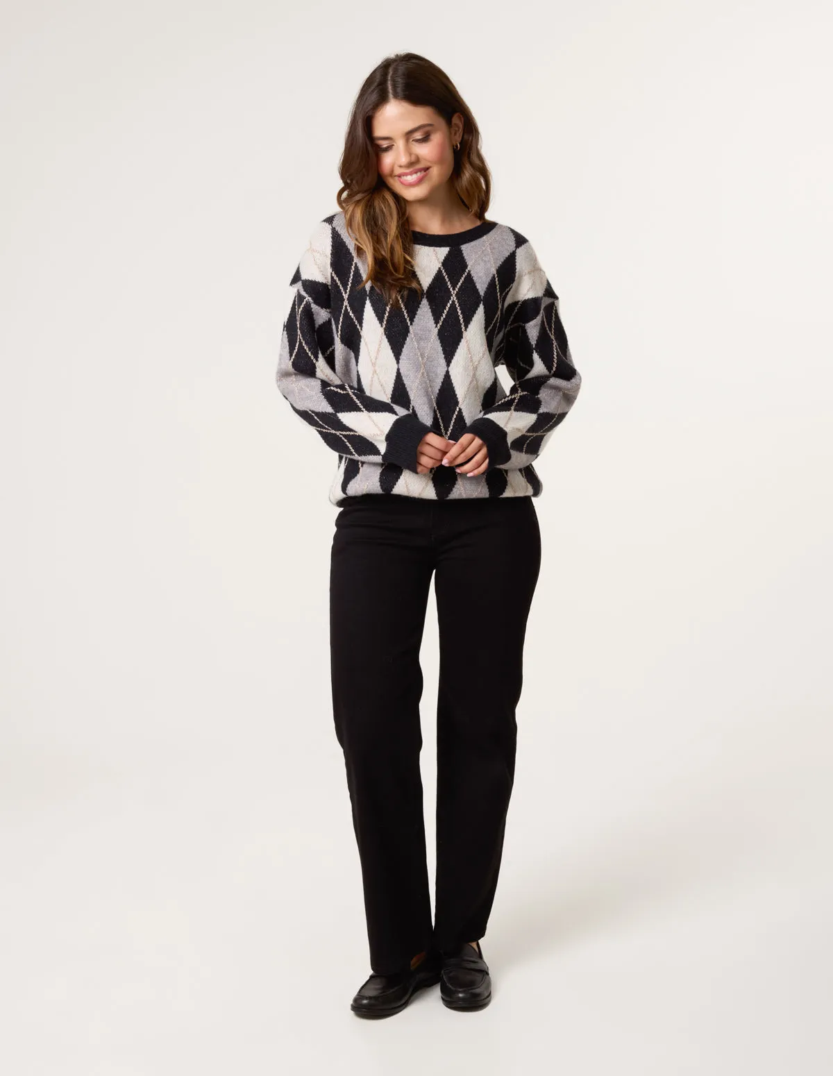 Argyle-Patterned Knit Jumper sold by Blue Vanilla product image thumbnail 3