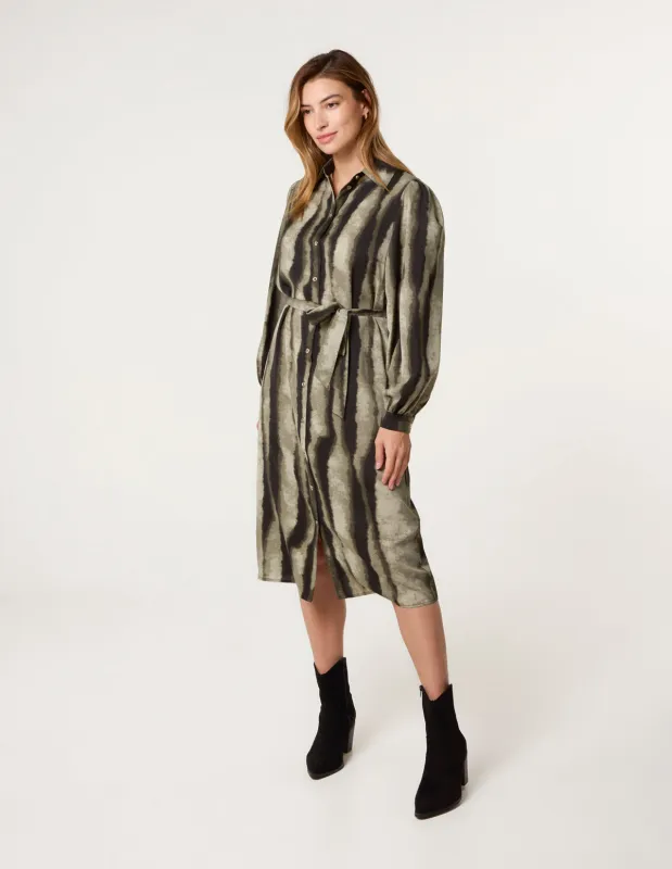 Printed Puff Sleeve Button Through Midi Dress sold by Blue Vanilla