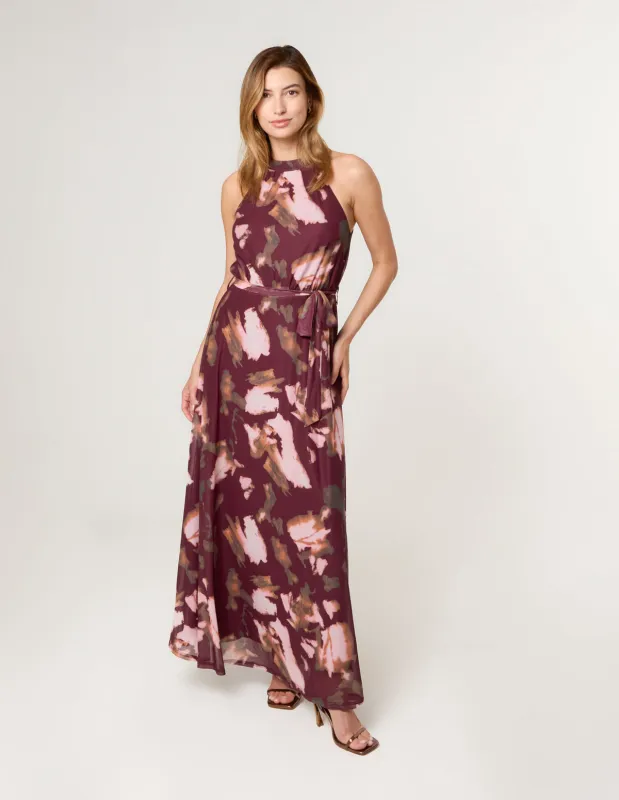 Mesh Halterneck Belted Maxi Dress sold by Blue Vanilla