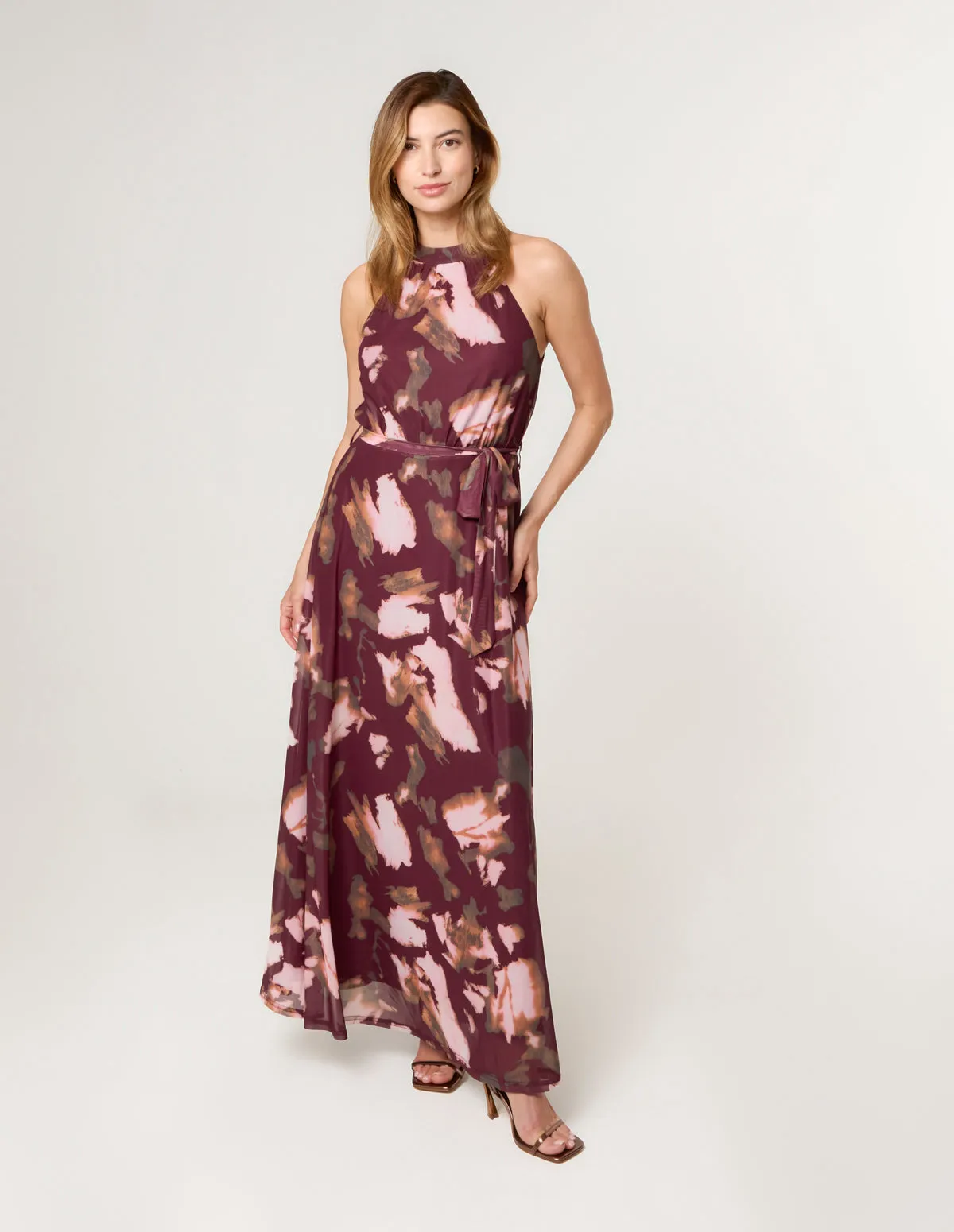 Mesh Halterneck Belted Maxi Dress sold by Blue Vanilla