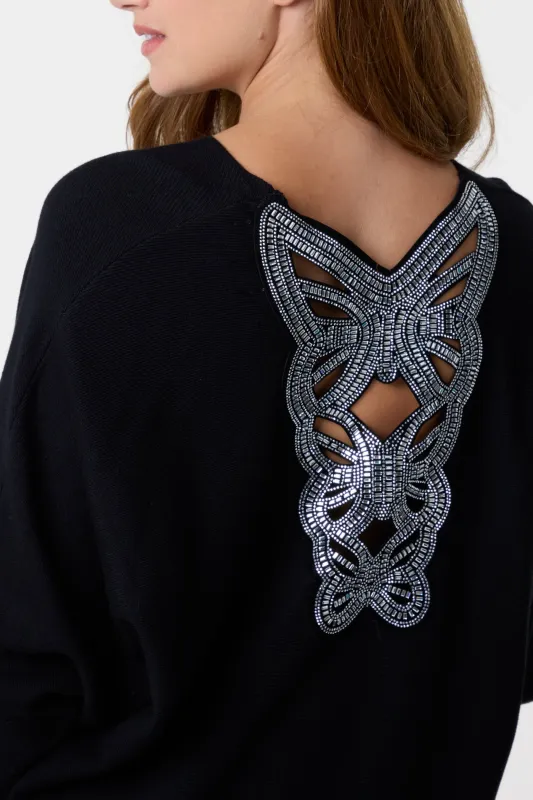 Batwing Jumper With Back Diamante Detailing sold by Blue Vanilla