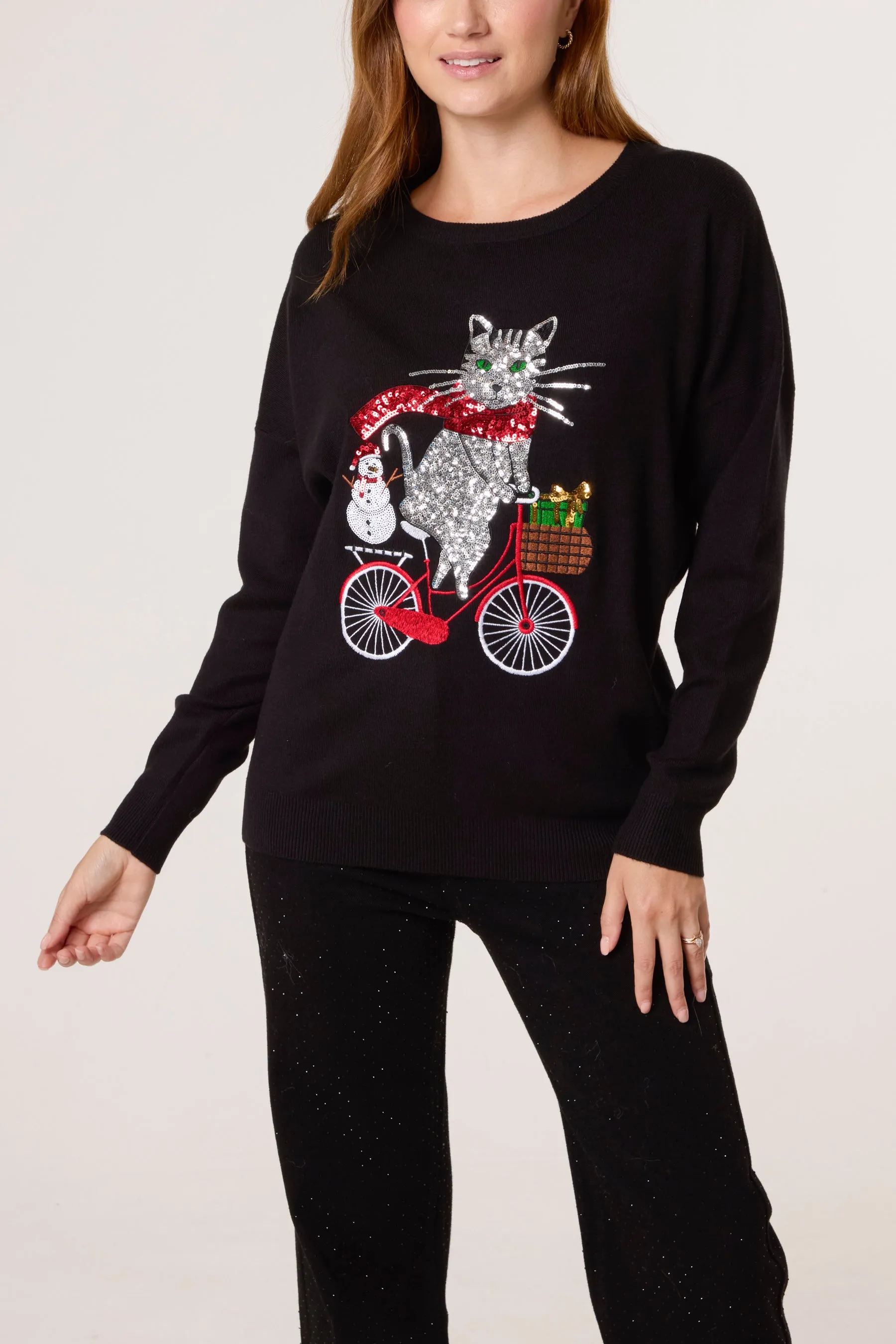 Christmas Cat On A Bike Jumper sold by Blue Vanilla product image thumbnail 2