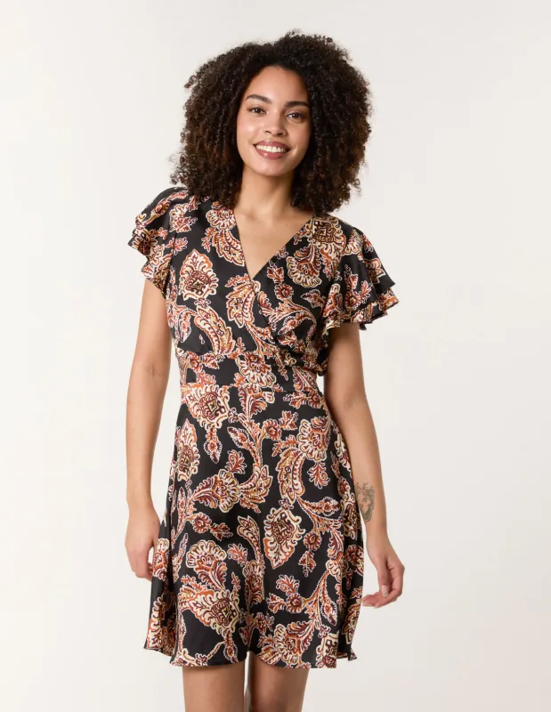 Paisley Frill Sleeve Mini Dress sold by Blue Vanilla