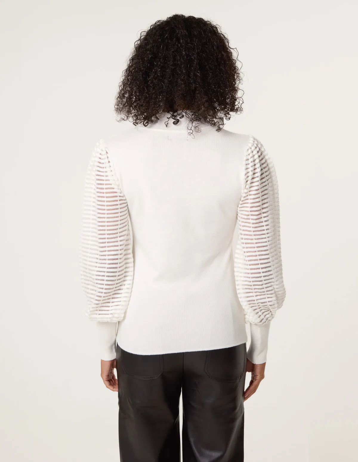 Semi-Sheer Mesh Panel Long Sleeve Jumper sold by Blue Vanilla product image thumbnail 4