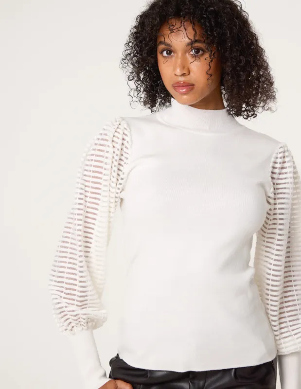 Semi-Sheer Mesh Panel Long Sleeve Jumper sold by Blue Vanilla