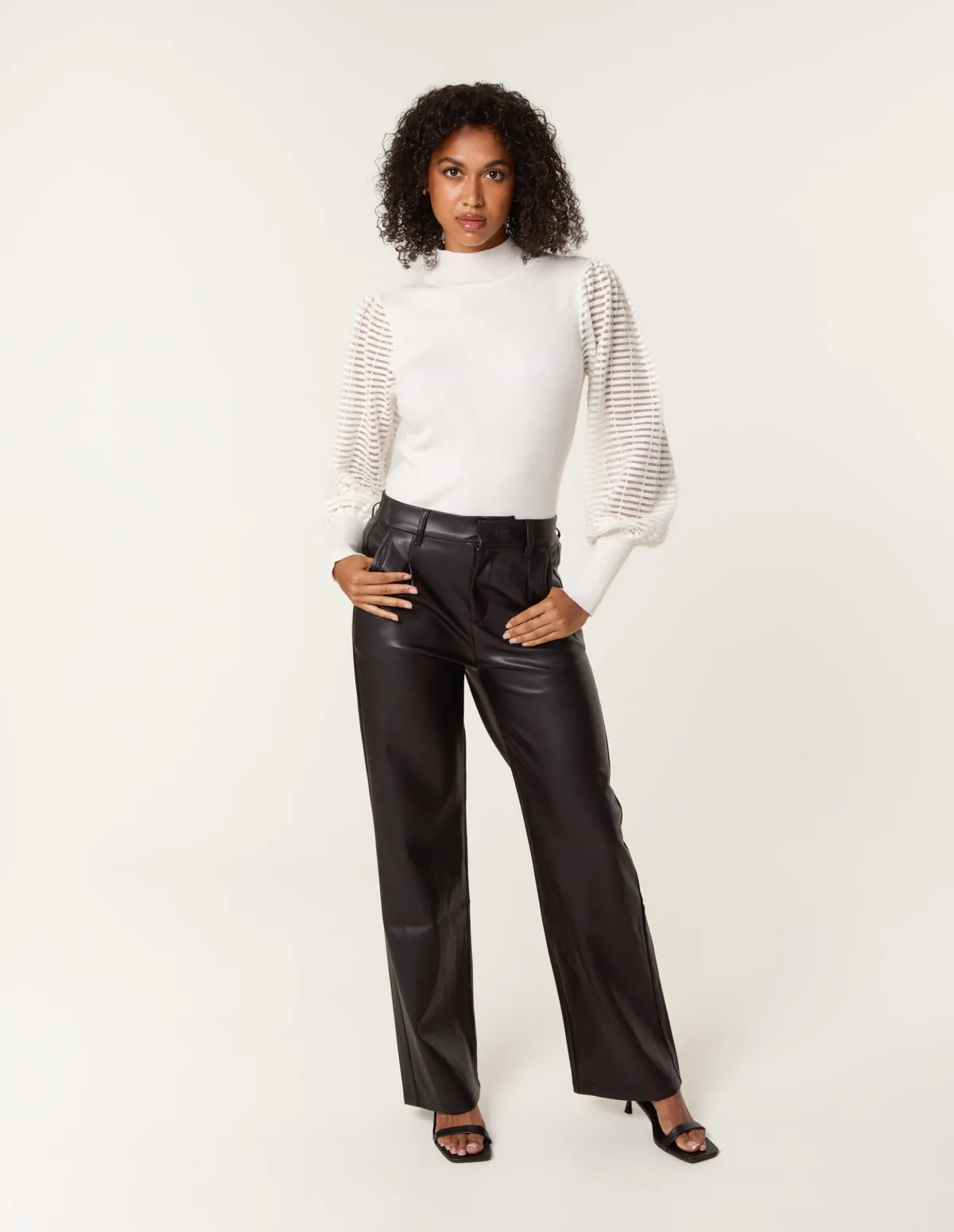 Semi-Sheer Mesh Panel Long Sleeve Jumper sold by Blue Vanilla product image thumbnail 3