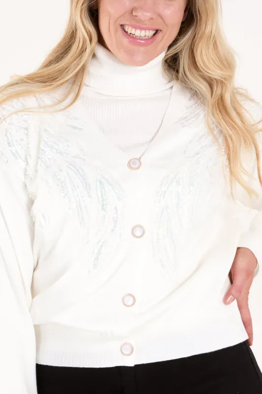 Pearl Button Embellished Front Cardigan sold by Blue Vanilla