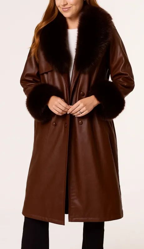 Faux Fur Cuff & Collar Coat sold by Blue Vanilla