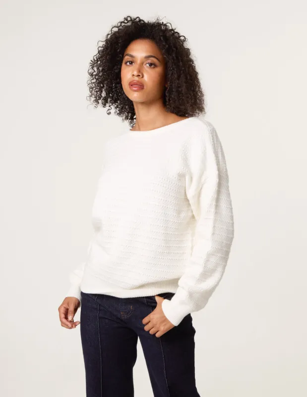 Round Neck Bow Back Detailed Jumper sold by Blue Vanilla