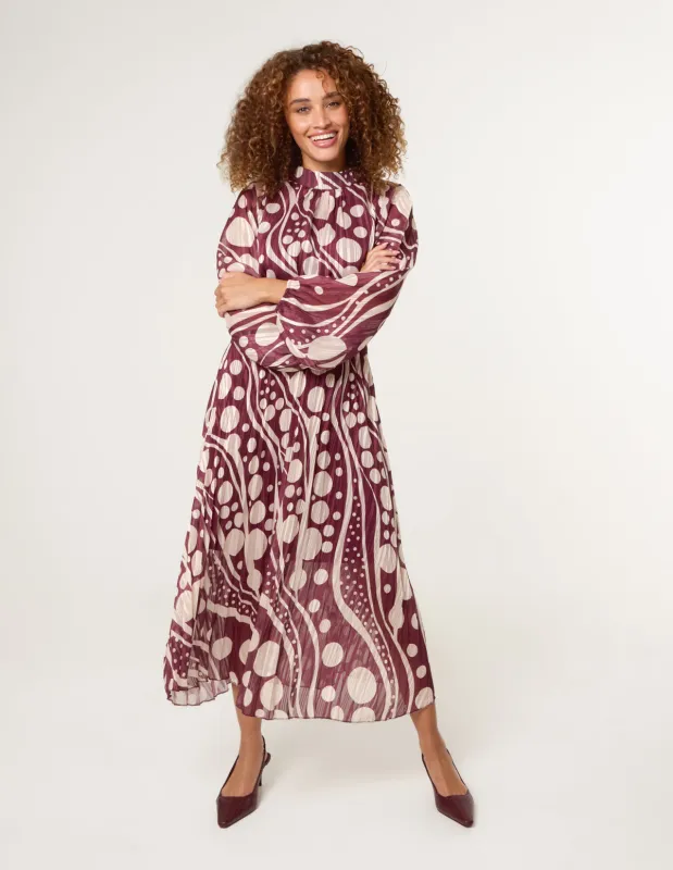 Abstract Polka Dot Dress And Metallic Striped Dress sold by Blue Vanilla