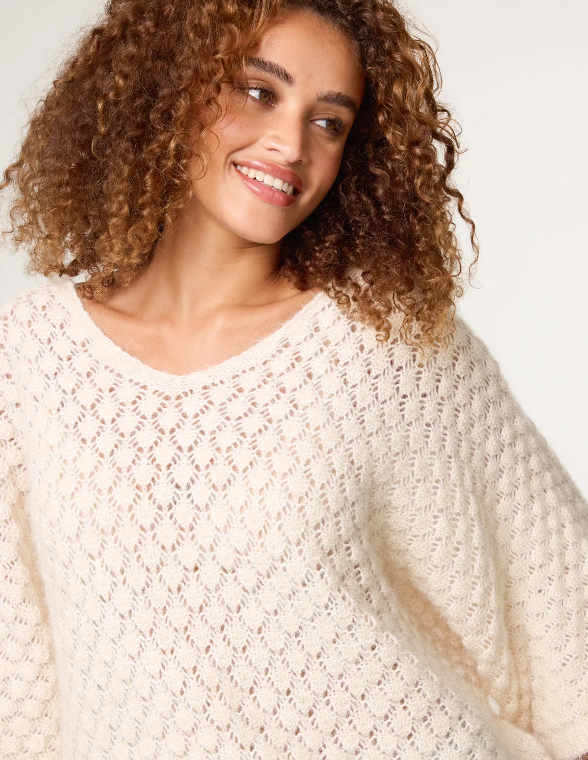 Pointelle Knit Batwing Jumper sold by Blue Vanilla