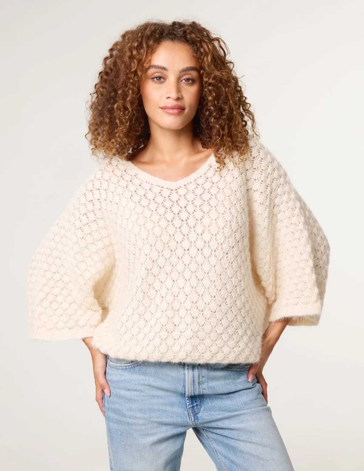 Pointelle Knit Batwing Jumper sold by Blue Vanilla product image thumbnail 2