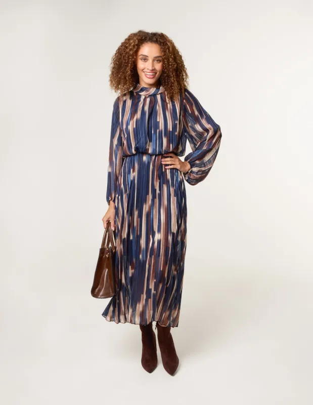 High Neck Printed Dress With Elasticated Waist sold by Blue Vanilla