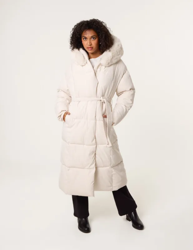 Long Puffer Faux Fur Hooded Coat sold by Blue Vanilla