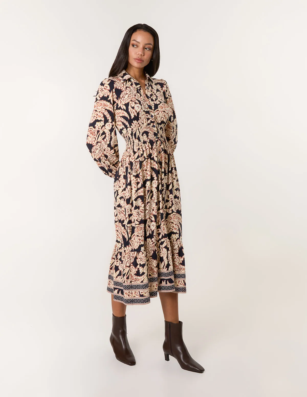 Border Print Shirt Dress sold by Blue Vanilla