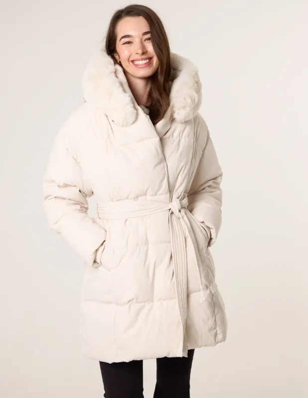 Faux Fur Hood Puffer Coat made by Blue Vanilla