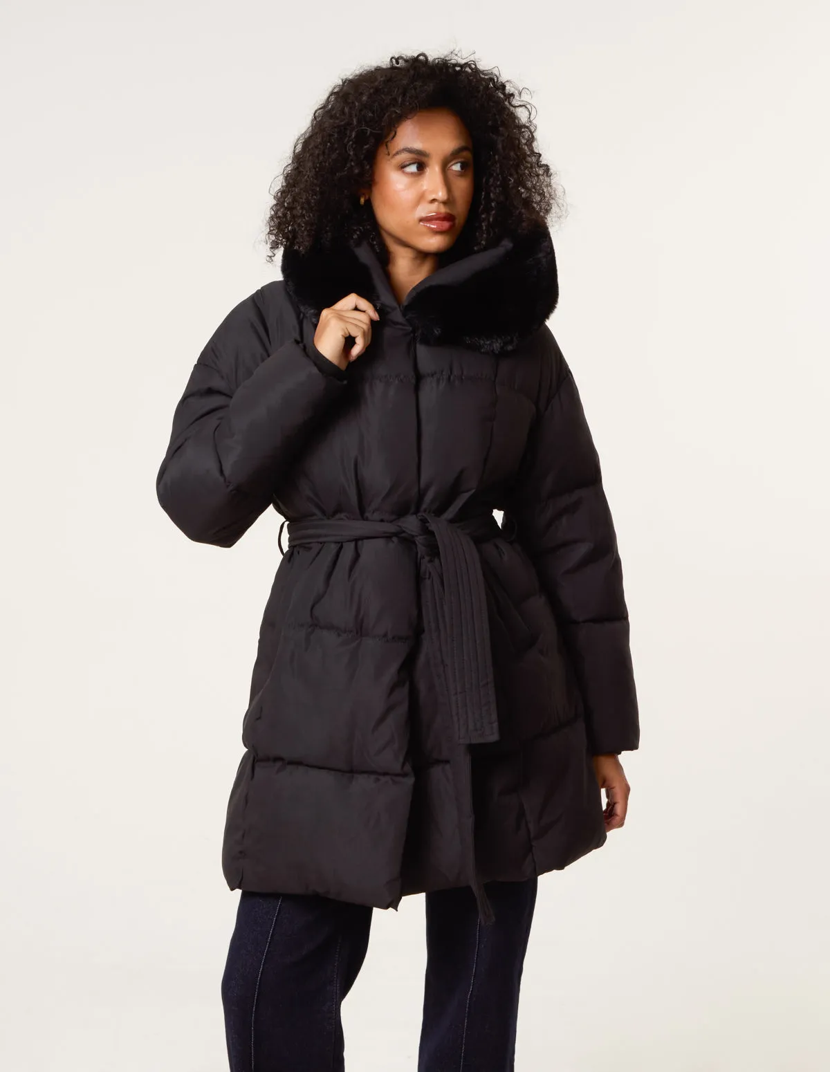 Faux Fur Hood Puffer Coat sold by Blue Vanilla
