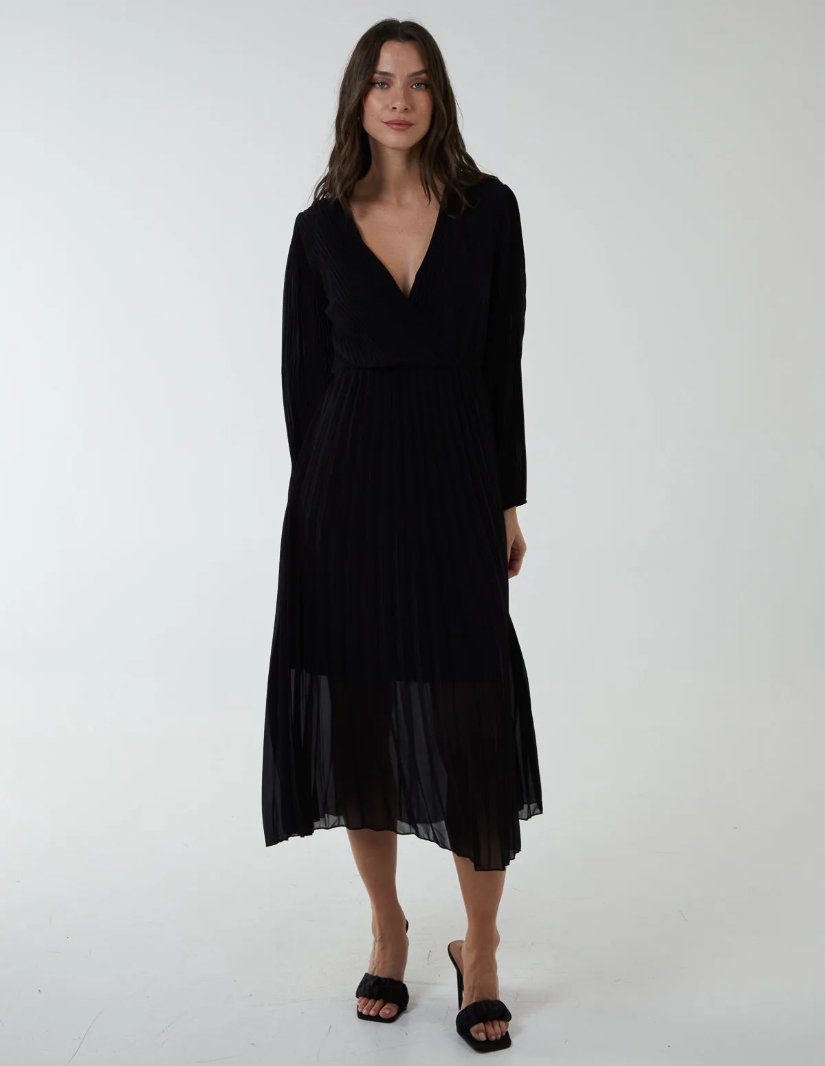 Wrap Front Pleated Midi Dress sold by Blue Vanilla product image thumbnail 3