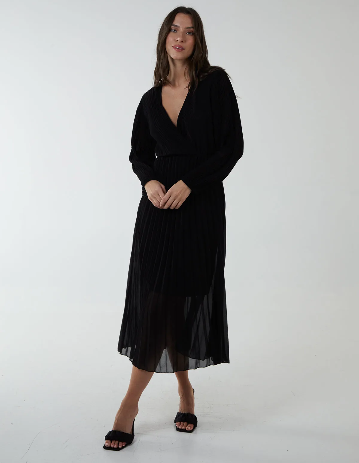 Wrap Front Pleated Midi Dress sold by Blue Vanilla
