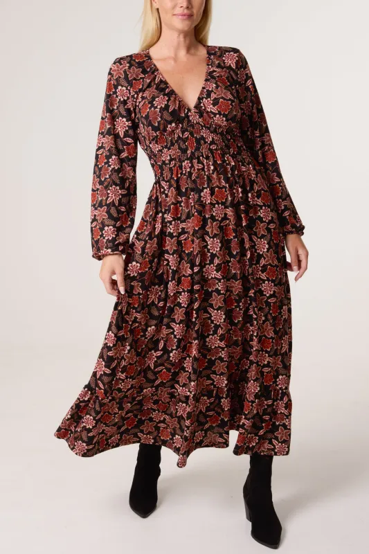 V Neck Shirred Long Sleeve Dress sold by Blue Vanilla