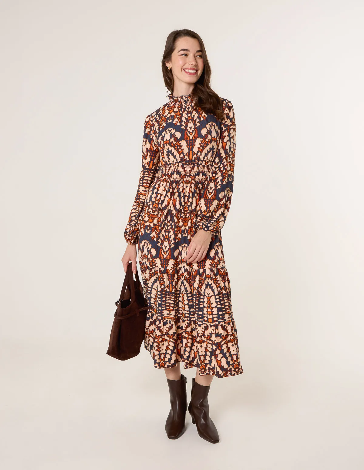 Frilled Shirred High Neck Shirred Waist Dress sold by Blue Vanilla product image thumbnail 3