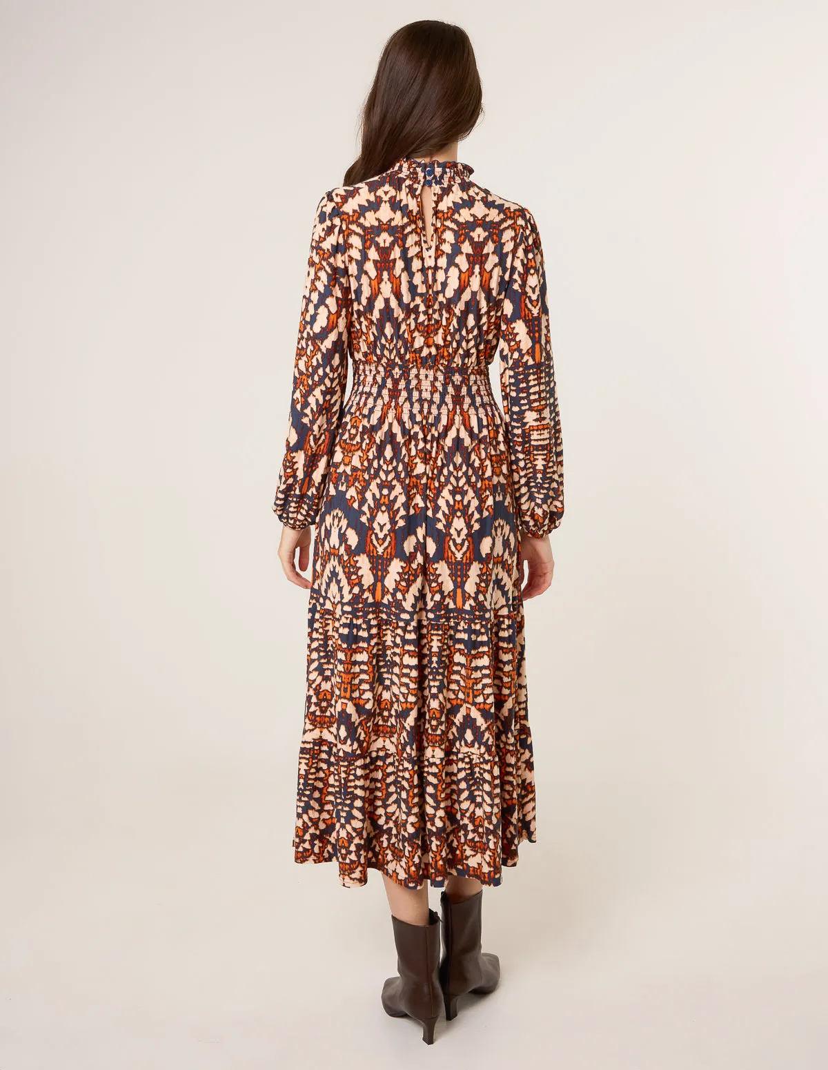 Frilled Shirred High Neck Shirred Waist Dress sold by Blue Vanilla product image thumbnail 4