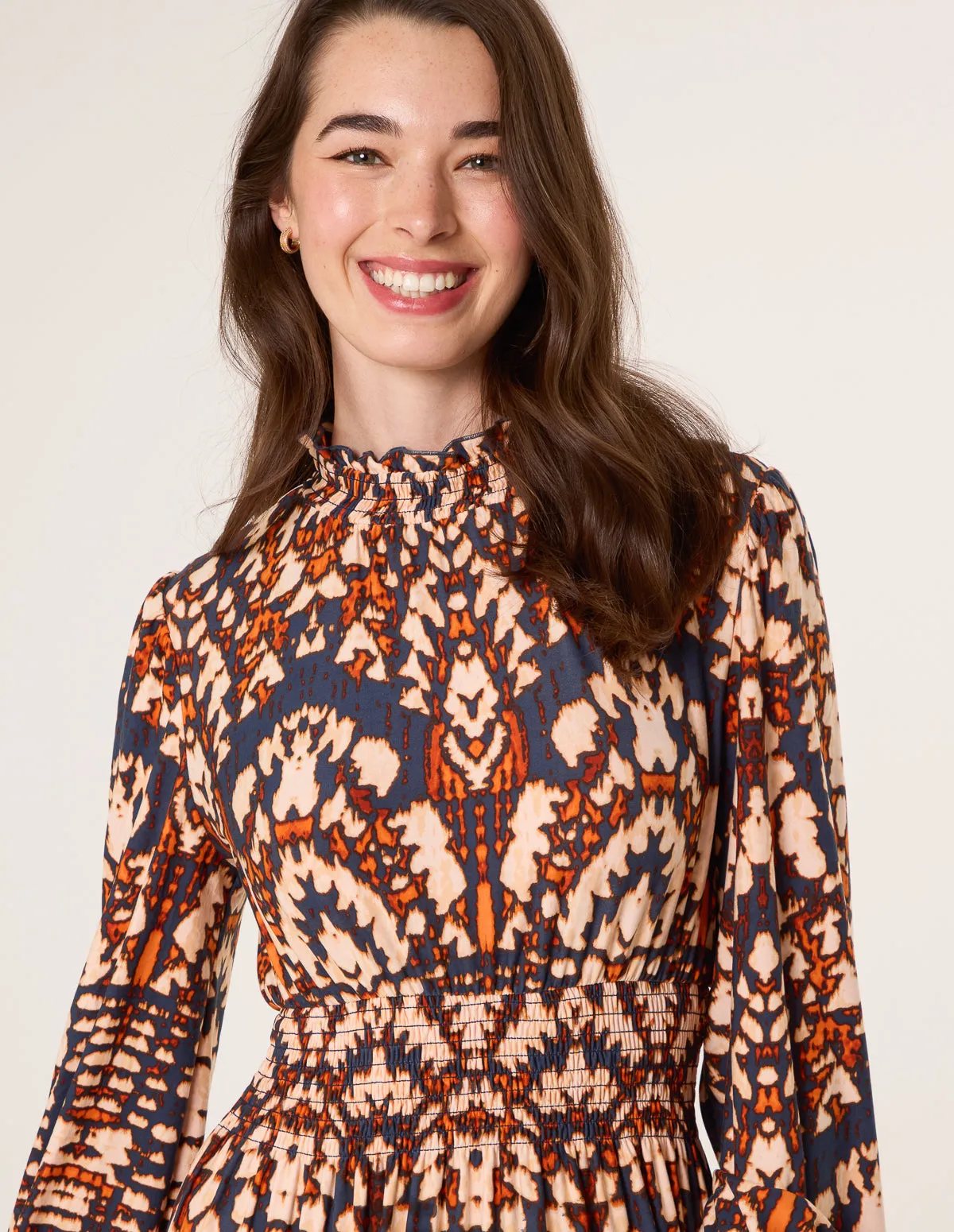 Frilled Shirred High Neck Shirred Waist Dress sold by Blue Vanilla product image thumbnail 2