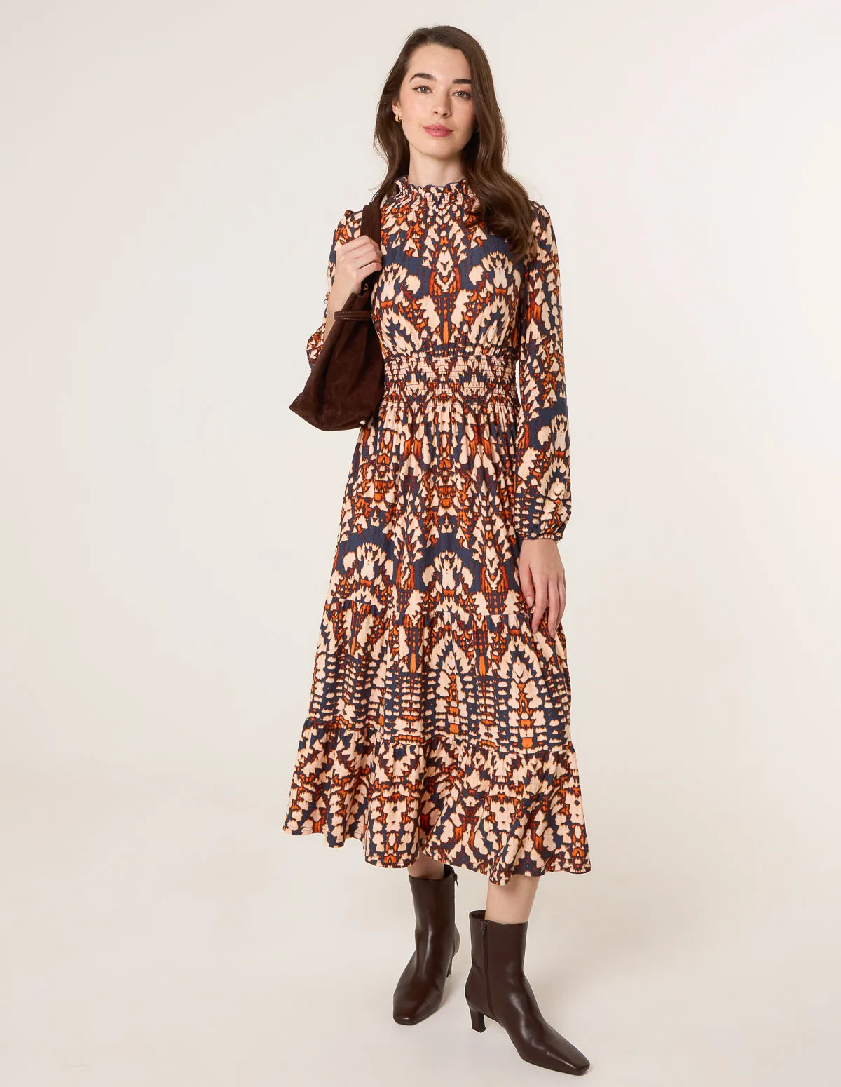 Frilled Shirred High Neck Shirred Waist Dress sold by Blue Vanilla