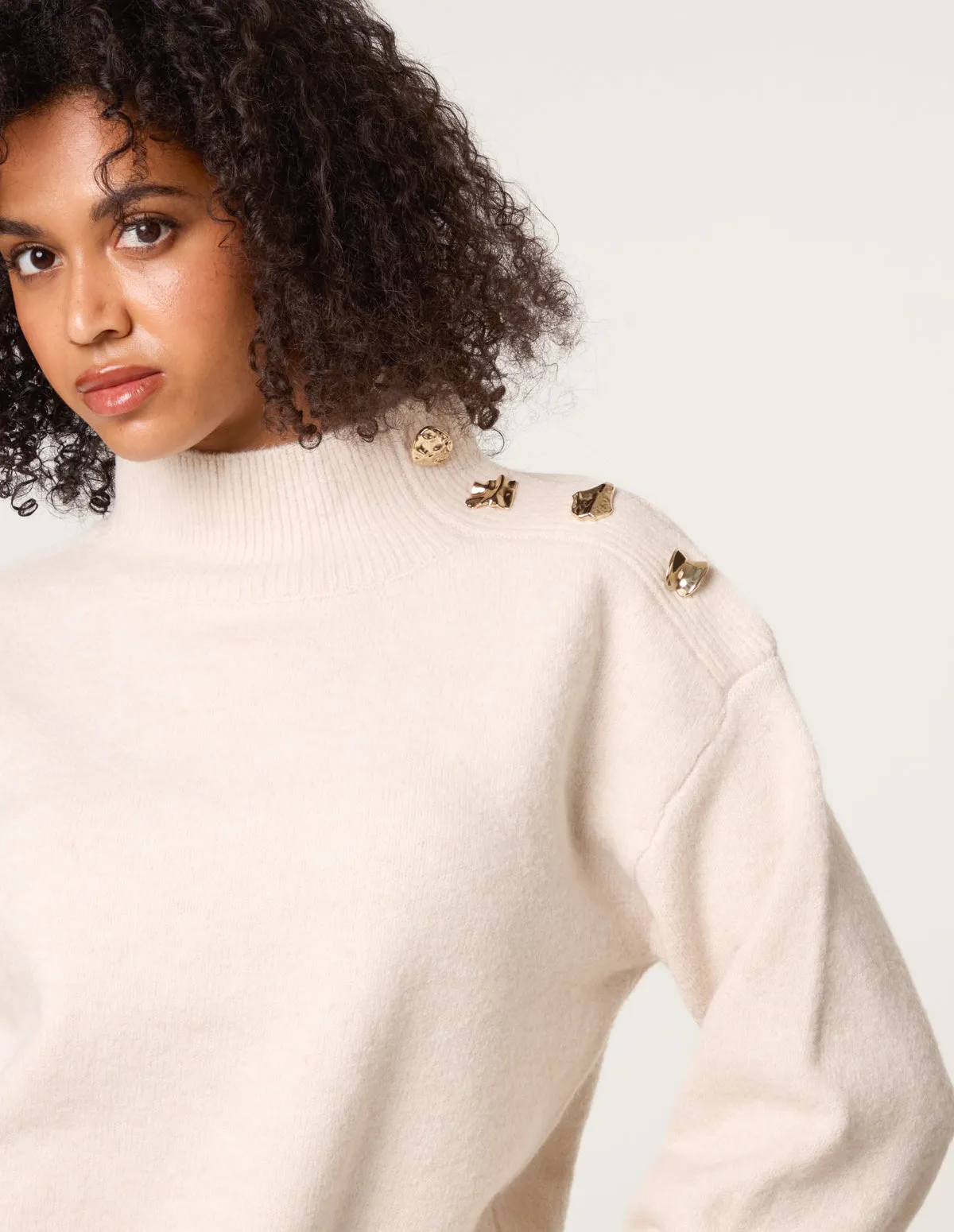 Turtle Neck Shoulder Brooch Detailed Jumper sold by Blue Vanilla product image thumbnail 2