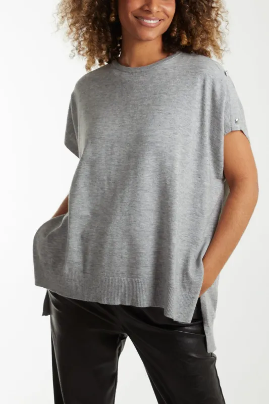 Oversized Button Shoulder Top sold by Blue Vanilla