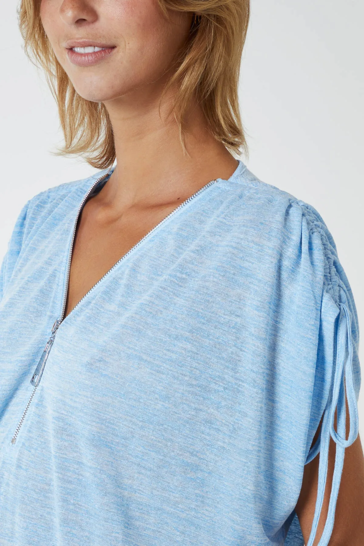 Front Zipper Shoulder Drawstring Top sold by Blue Vanilla product image thumbnail 3