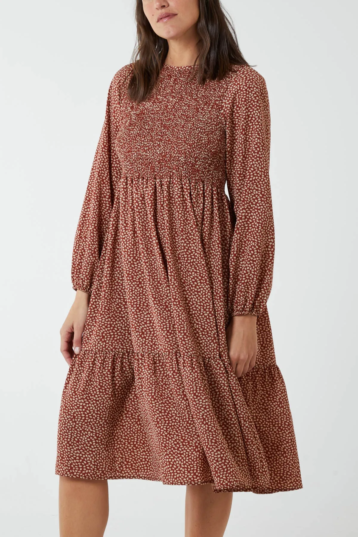 Floral Long Sleeve Tiered Dress sold by Blue Vanilla product image thumbnail 3