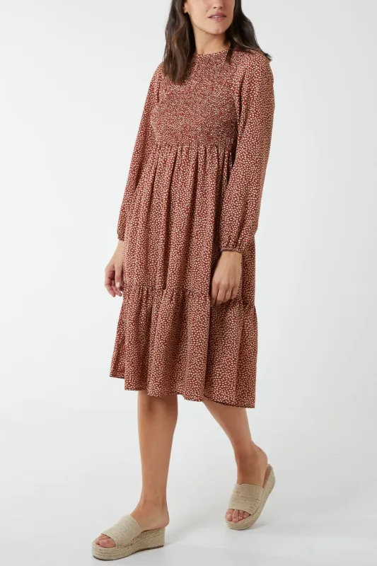 Floral Long Sleeve Tiered Dress sold by Blue Vanilla