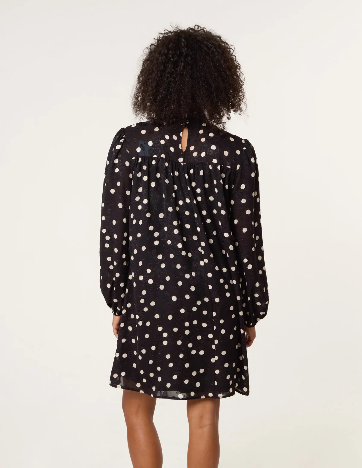 Polka Dot Tie Neck Smock Dress sold by Blue Vanilla product image thumbnail 4