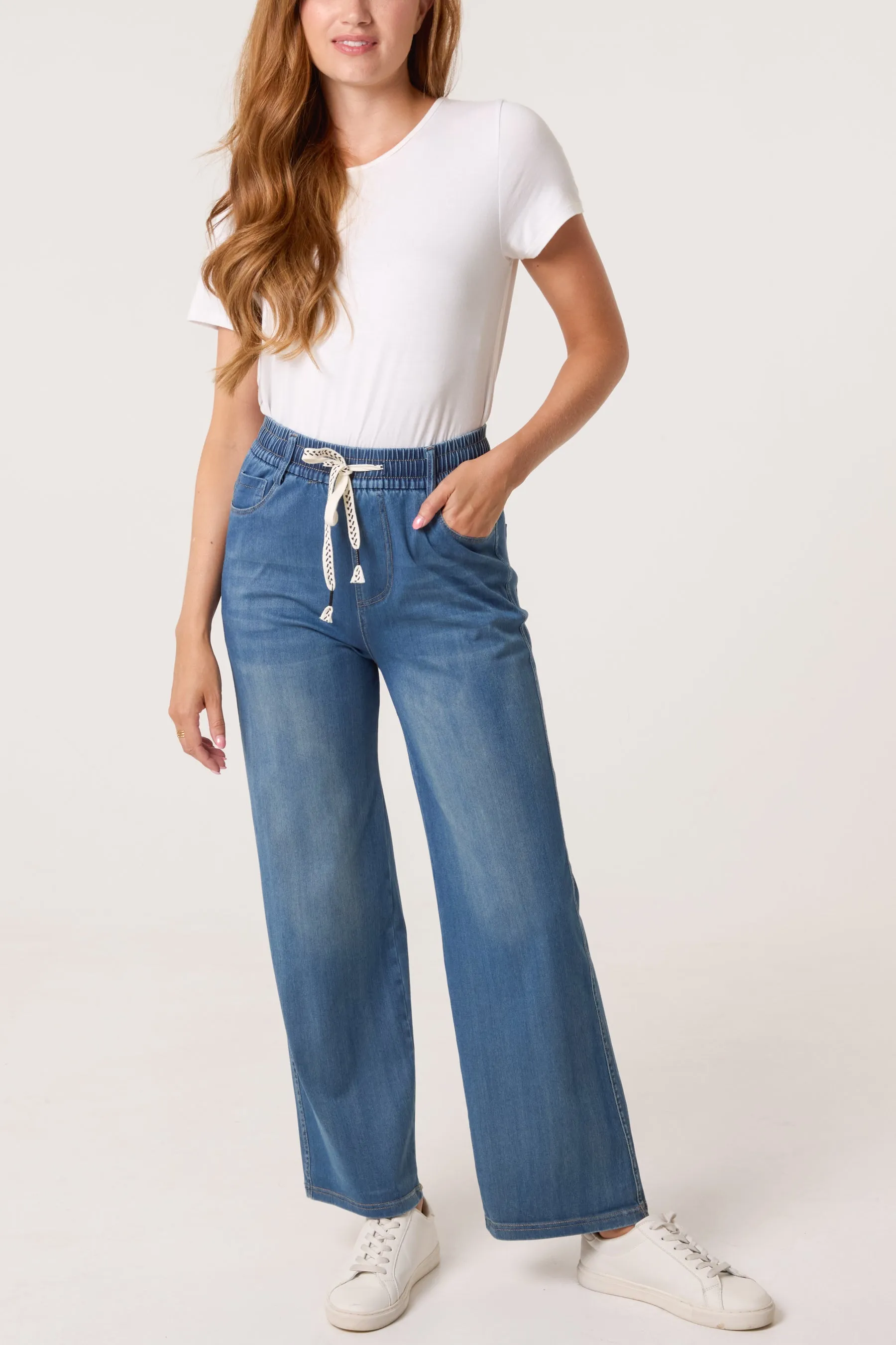 Elasticated Waist Jeans With Tie sold by Blue Vanilla product image thumbnail 2