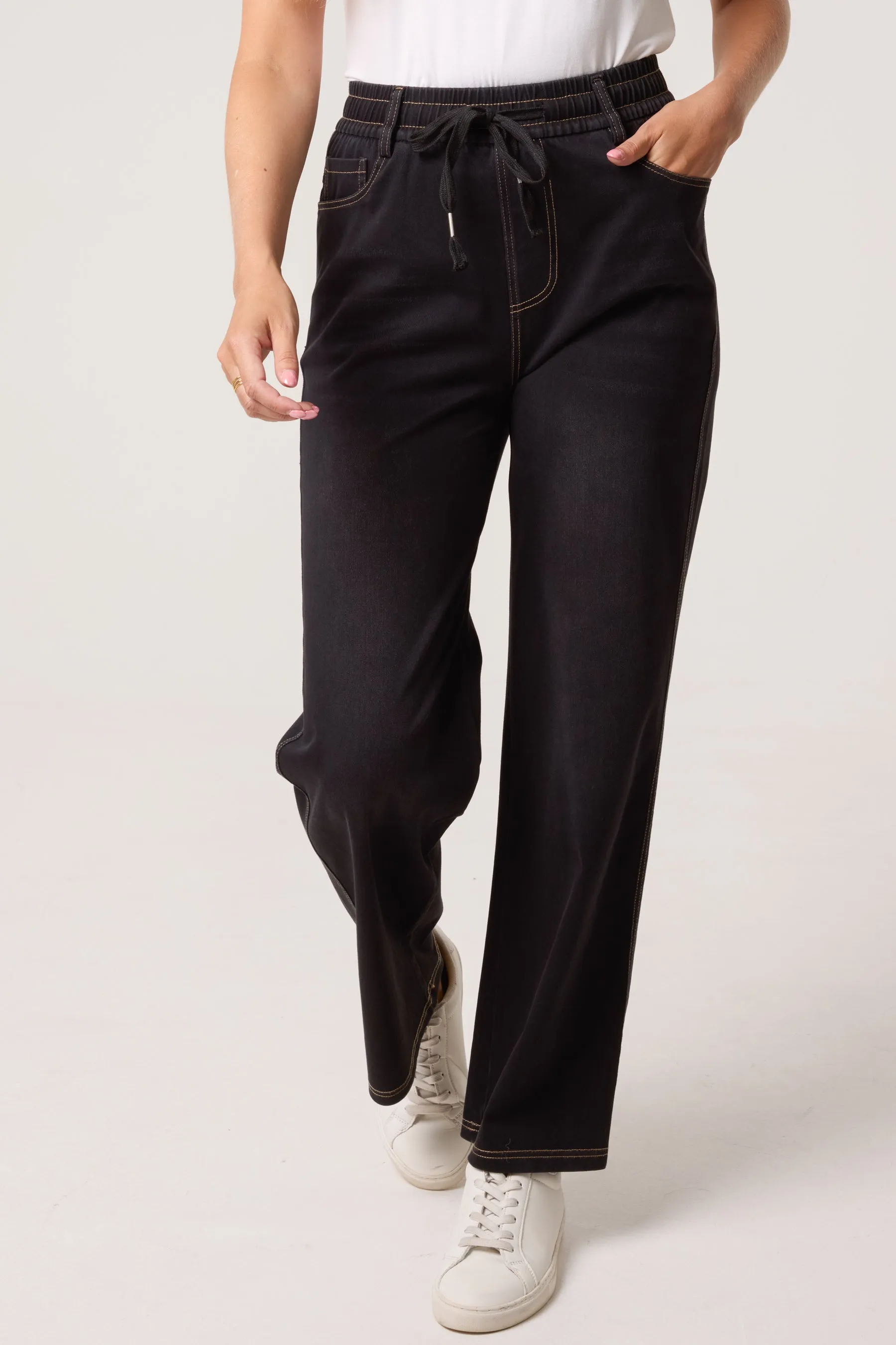 Elasticated Waist Jeans With Tie sold by Blue Vanilla