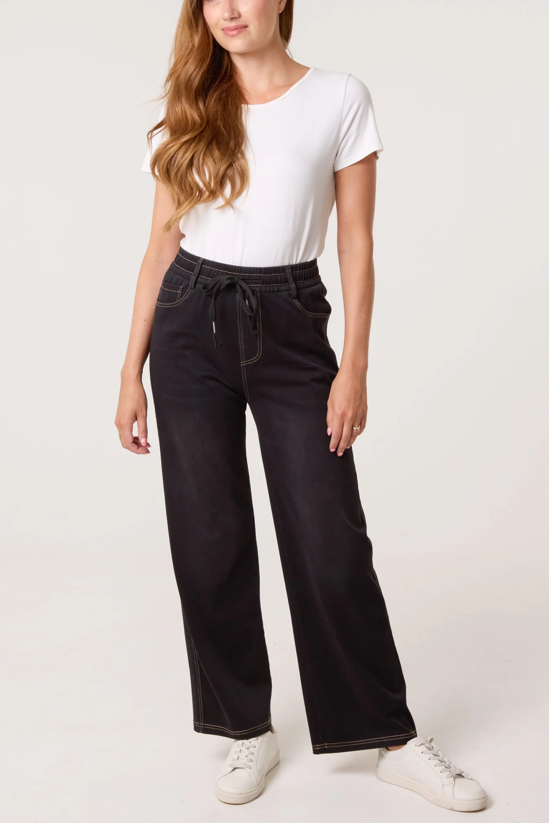 Elasticated Waist Jeans With Tie sold by Blue Vanilla product image thumbnail 2