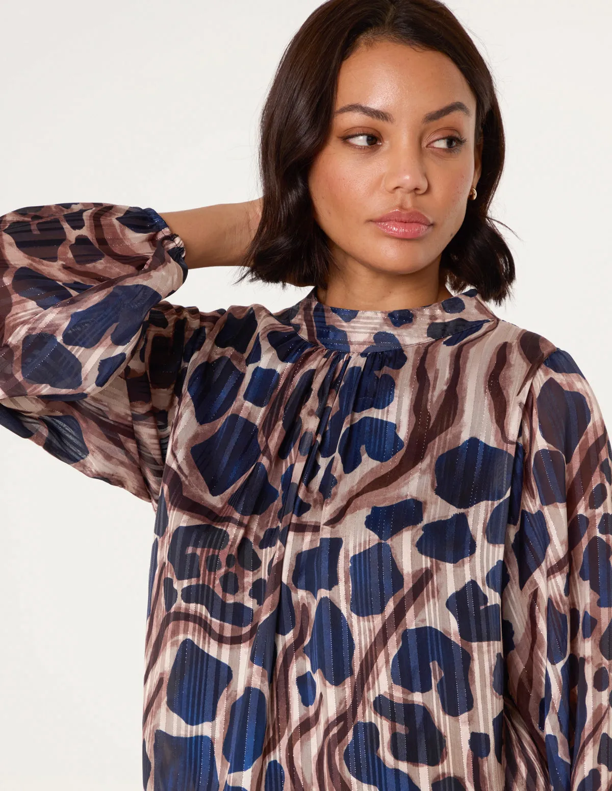 Metallic Stripe Puffball Blouse sold by Blue Vanilla product image thumbnail 3