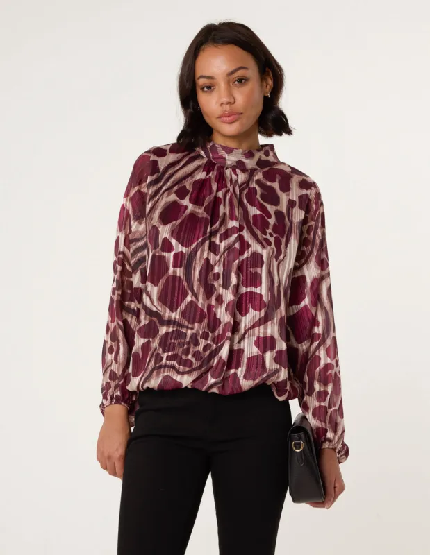 Metallic Stripe Puffball Blouse sold by Blue Vanilla