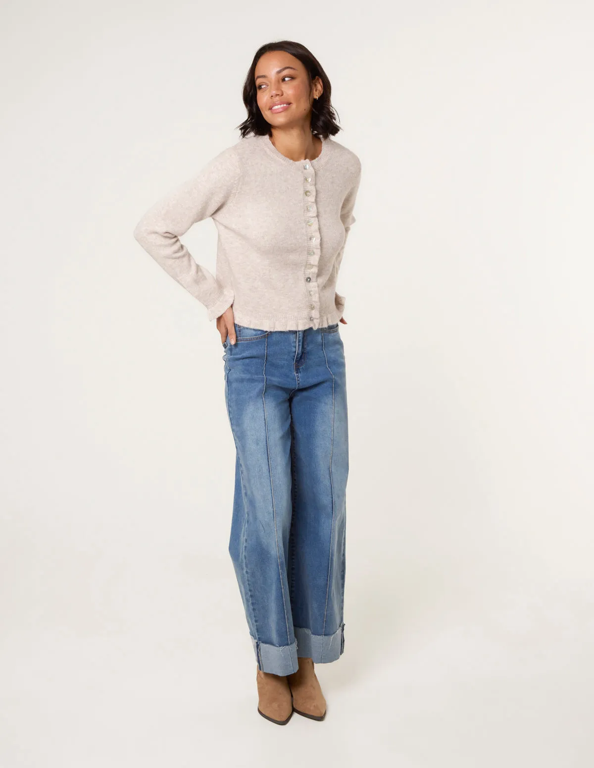 Cardigan With Ruffle Trim sold by Blue Vanilla product image thumbnail 2