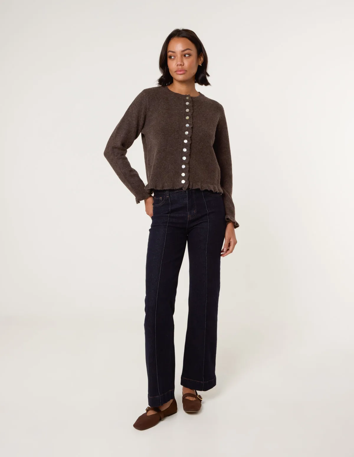 Cardigan With Ruffle Trim sold by Blue Vanilla product image thumbnail 4