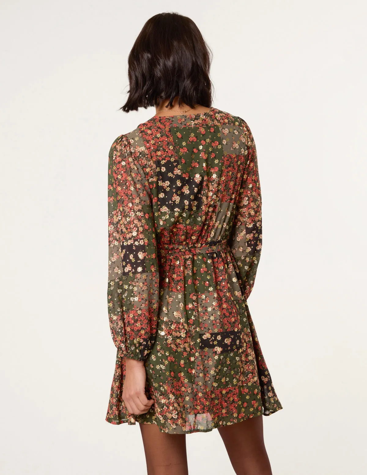 Gold Foil Patchwork Mini Dress sold by Blue Vanilla product image thumbnail 5