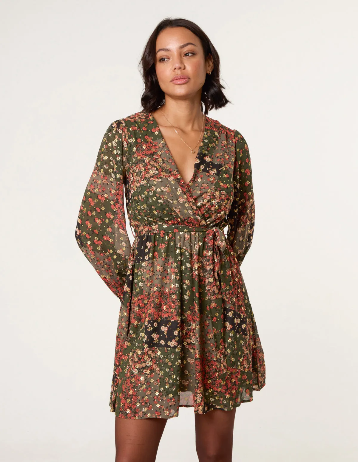 Gold Foil Patchwork Mini Dress sold by Blue Vanilla product image thumbnail 2