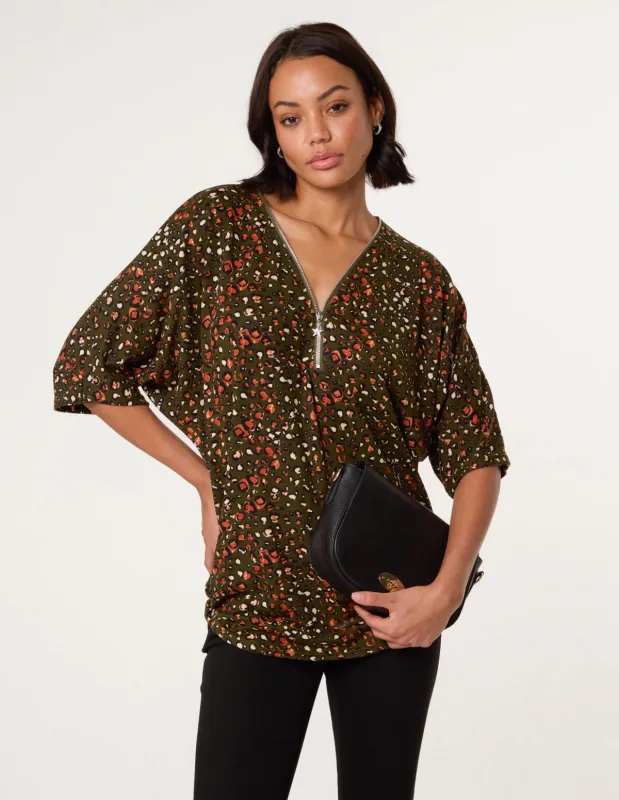 Printed Zip Front Top sold by Blue Vanilla