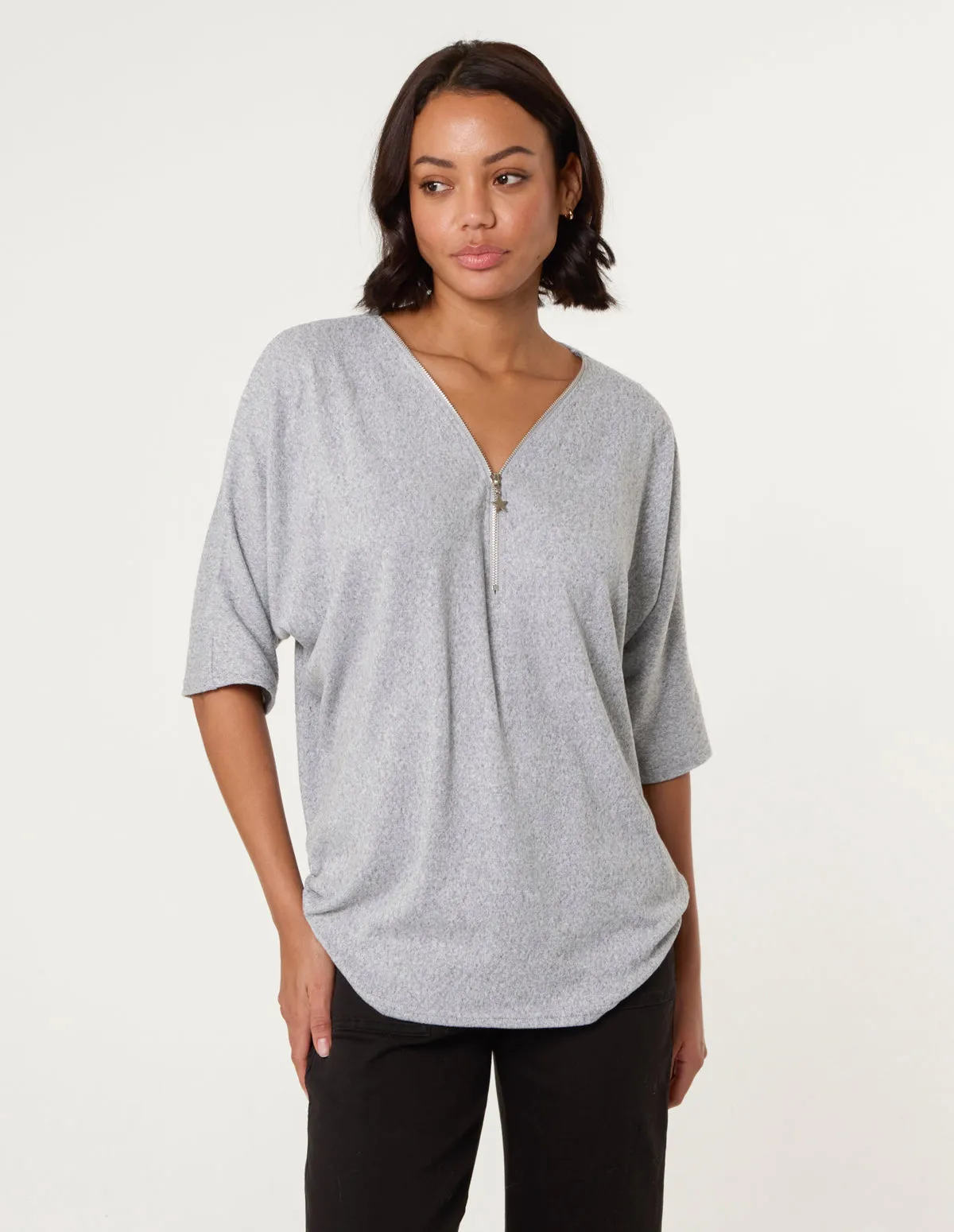 Plain Half Zip Top sold by Blue Vanilla