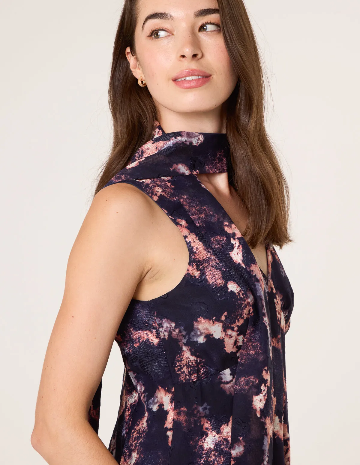 Luxe Tie V Neck Sleeveless Dress sold by Blue Vanilla product image thumbnail 4